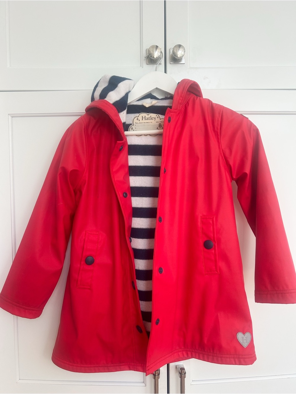 Hatley Red Kids' Waterproof Hooded Raincoat/ Excellent Condition!! Size 8